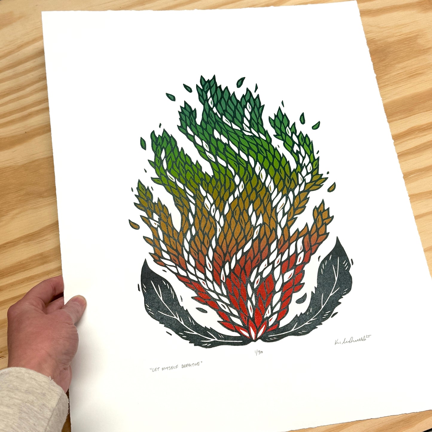 Let Myself Breathe - woodblock print (14x18")