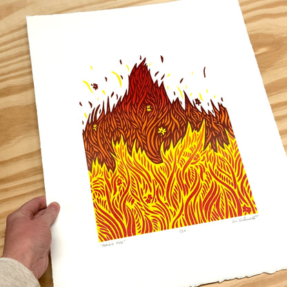 Prairie Fire - woodblock print (14x18")