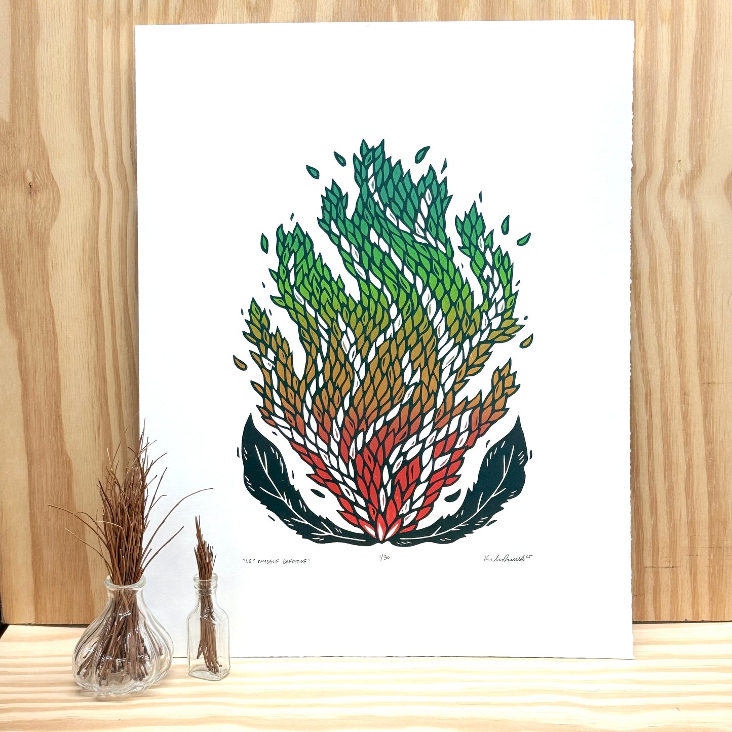 Let Myself Breathe - woodblock print (14x18")