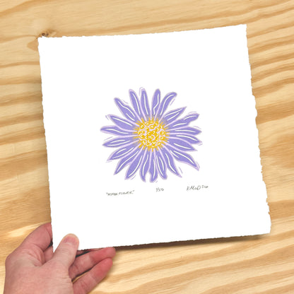 Aster Flower - woodblock print (8x8")