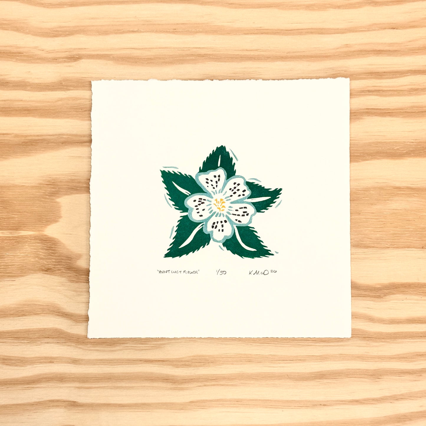 Aunt Lucy Flower - woodblock print (8x8")