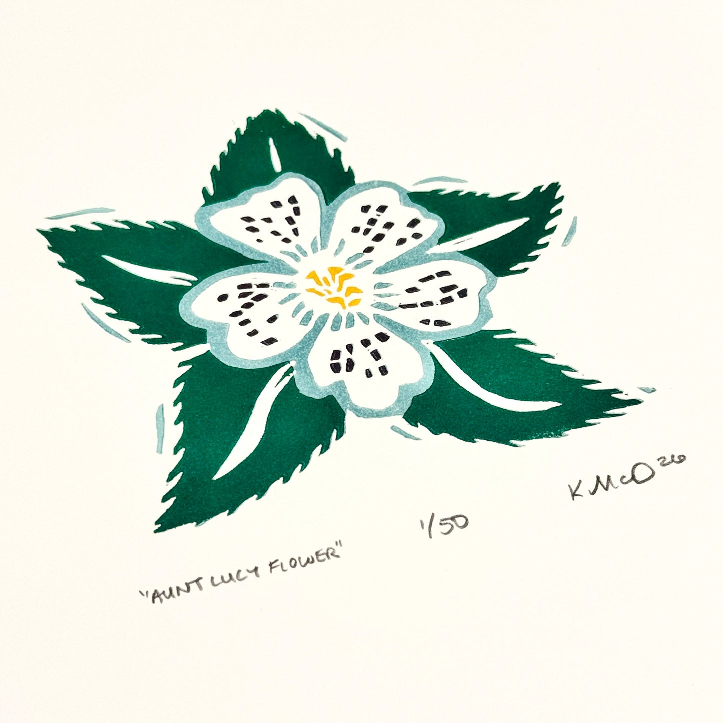 Aunt Lucy Flower - woodblock print (8x8")