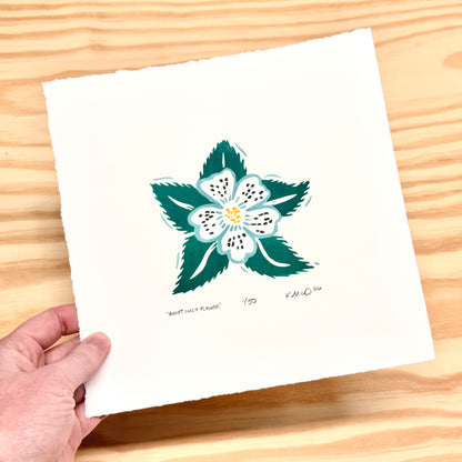 Aunt Lucy Flower - woodblock print (8x8")