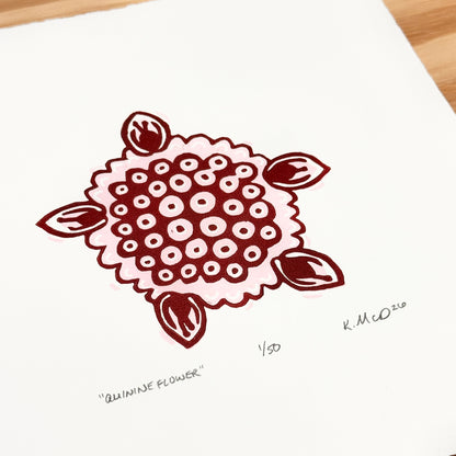 Quinine Flower - woodblock print (8x8")