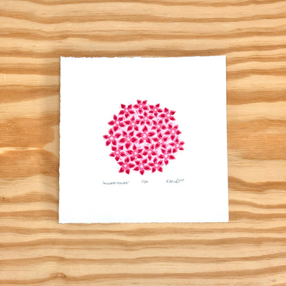 Milkweed Flower - woodblock print (8x8")