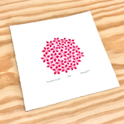 Milkweed Flower - woodblock print (8x8")