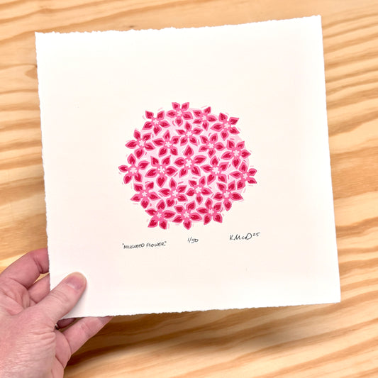 Milkweed Flower - woodblock print (8x8")