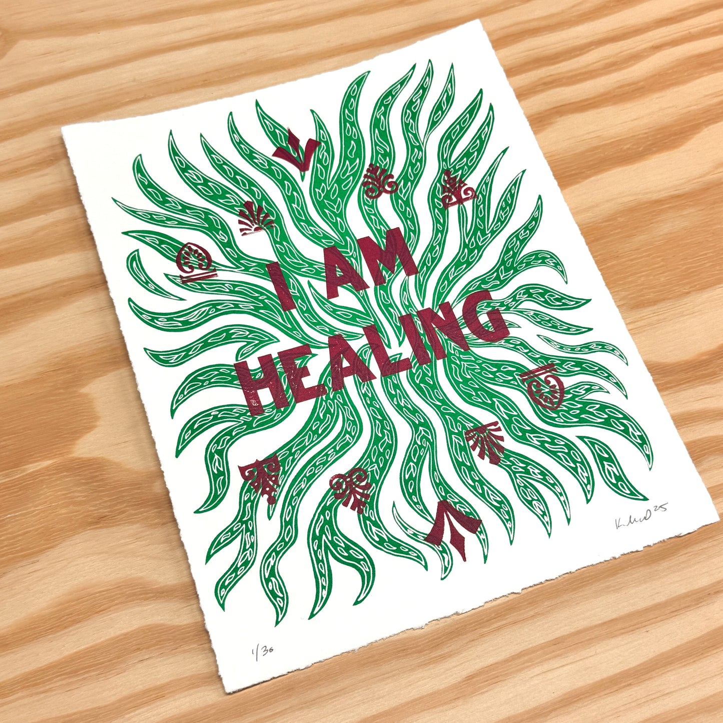 I Am Healing - screen print with letterpress (8x10")