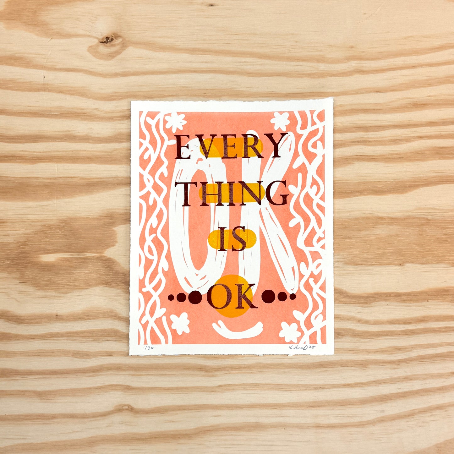 Everything is OK - screen print with letterpress (8x10")