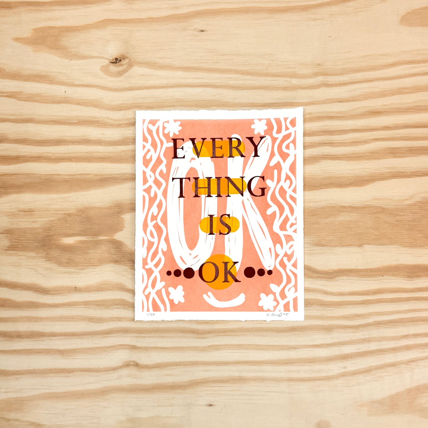 Everything is OK - screen print with letterpress (8x10")