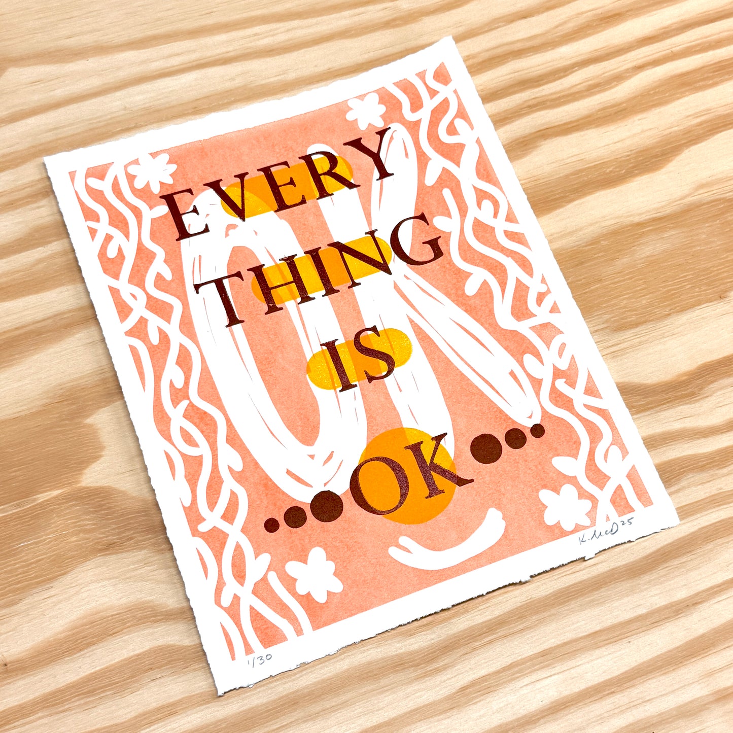 Everything is OK - screen print with letterpress (8x10")