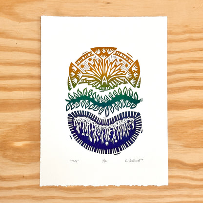 Try - woodblock print (9x12")