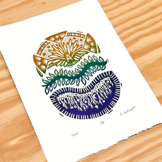 Try - woodblock print (9x12")