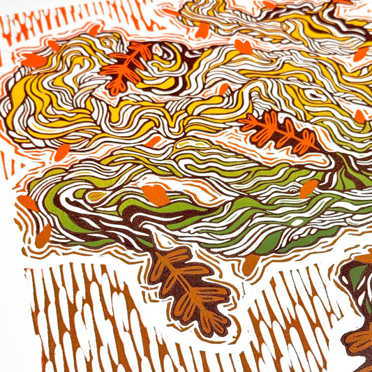When the Old Oak Fell - woodblock print (14x18")