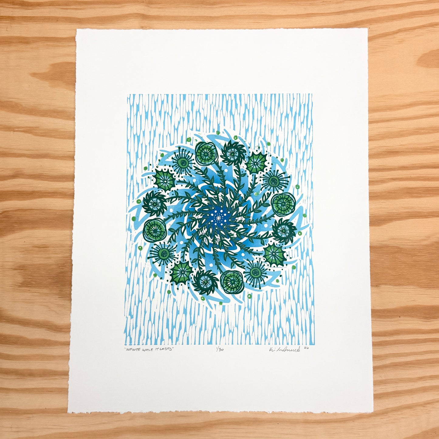 Infinite While It Lasts - woodblock print (14x18")