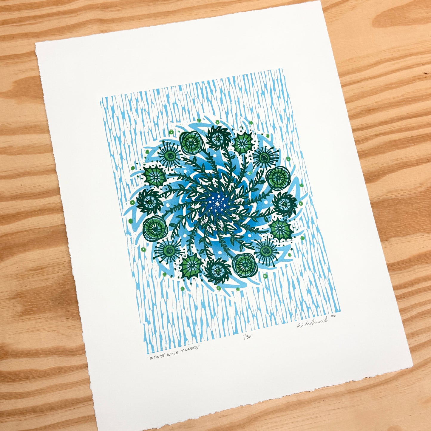 Infinite While It Lasts - woodblock print (14x18")