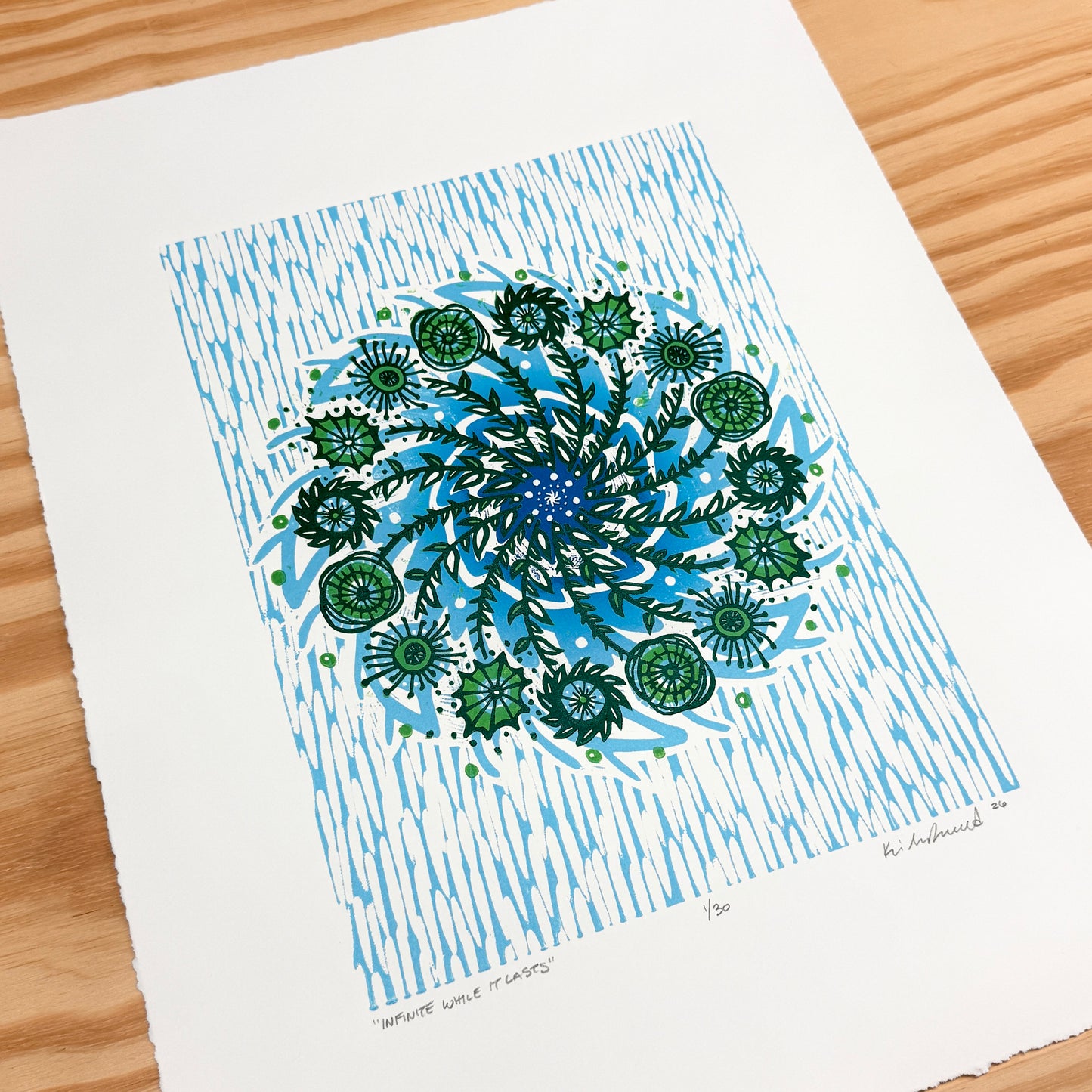 Infinite While It Lasts - woodblock print (14x18")