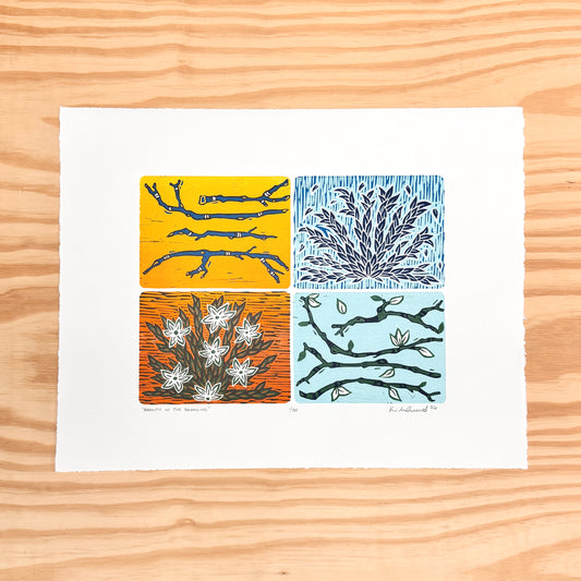 Beauty in the Breaking - woodblock print (14x18")