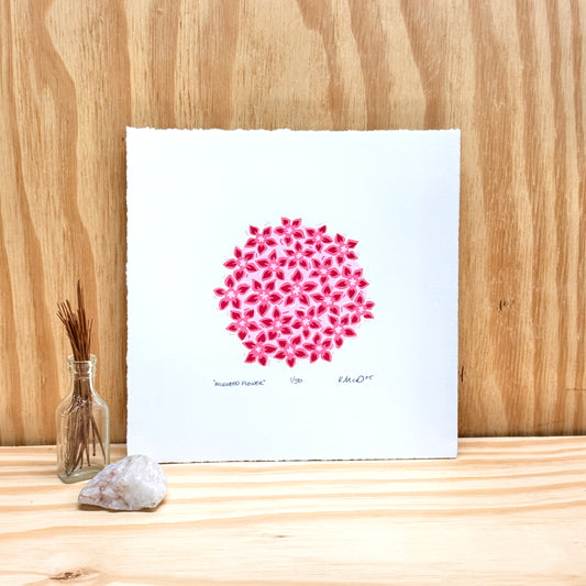 Milkweed Flower - woodblock print (8x8")