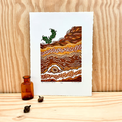 Feel the Balance in the Soil FRAMED - woodblock print (11x14")