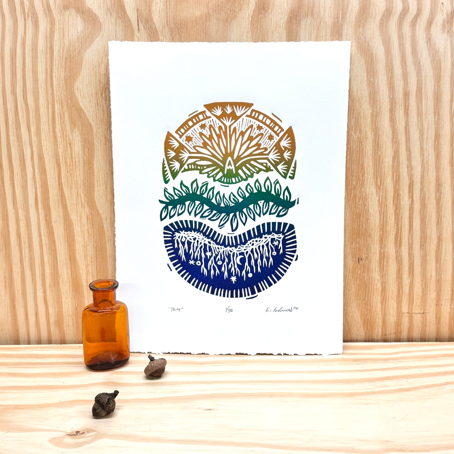 Try FRAMED - woodblock print (11x14")