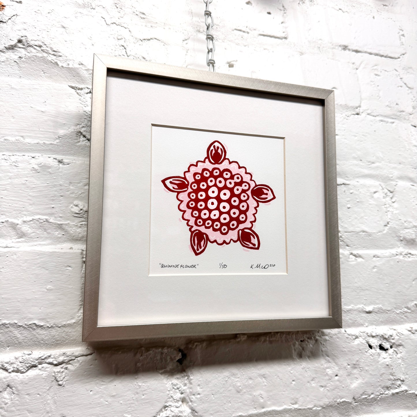 Quinine Flower FRAMED - woodblock print (8x8")