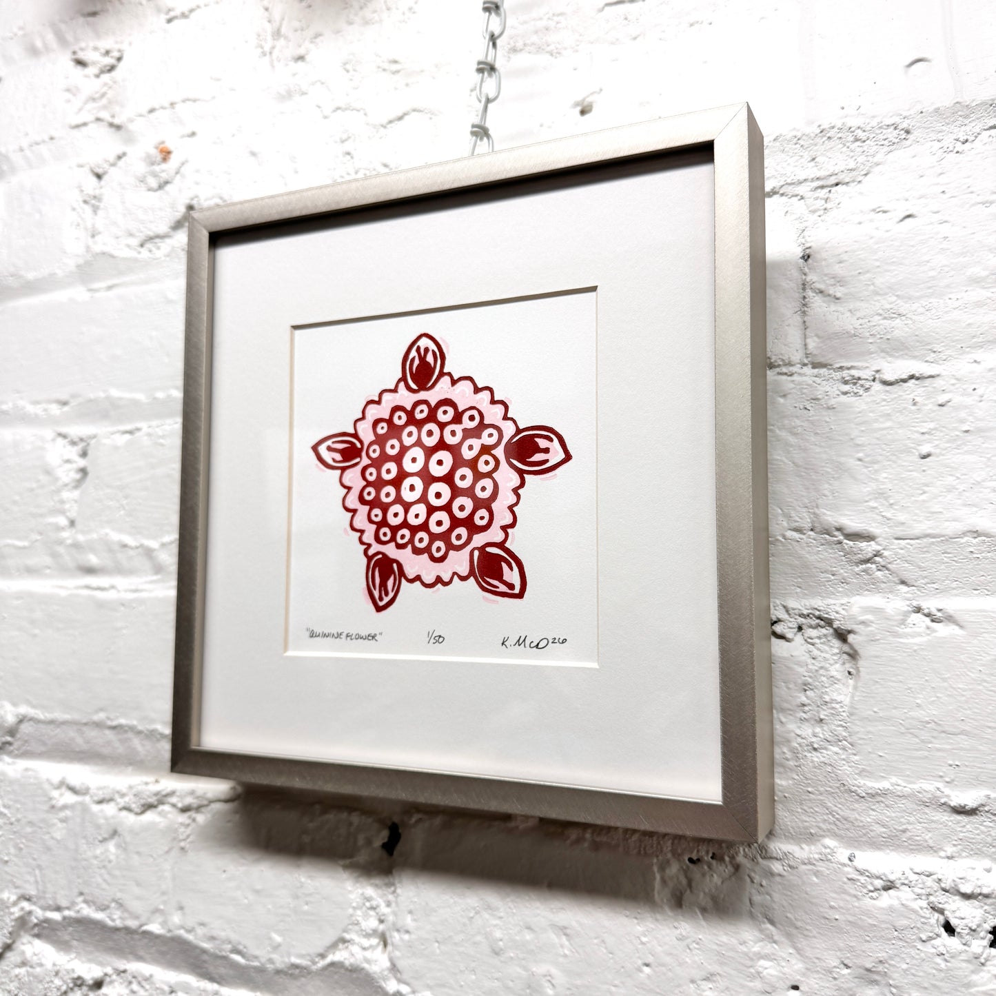 Quinine Flower FRAMED - woodblock print (8x8")