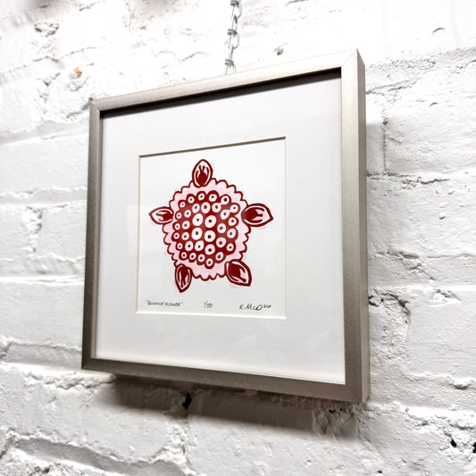 Quinine Flower FRAMED - woodblock print (8x8")