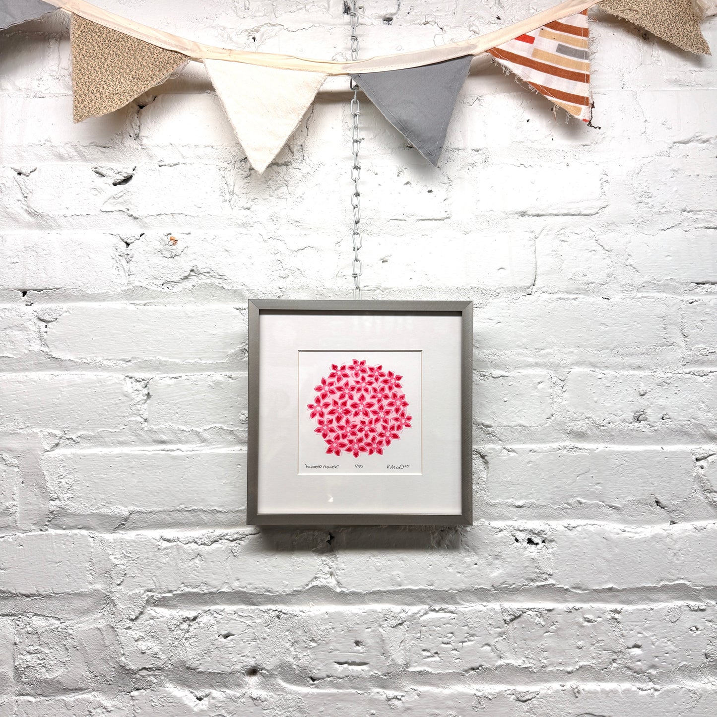 Milkweed Flower FRAMED - woodblock print (8x8")