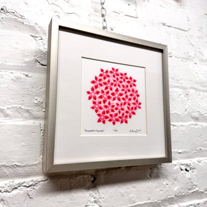 Milkweed Flower FRAMED - woodblock print (8x8")