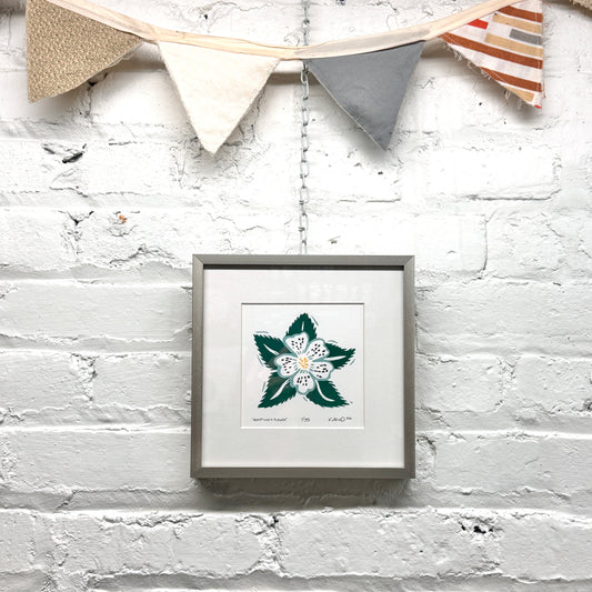 Aunt Lucy Flower FRAMED - woodblock print (8x8")