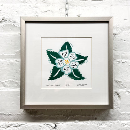 Aunt Lucy Flower FRAMED - woodblock print (8x8")