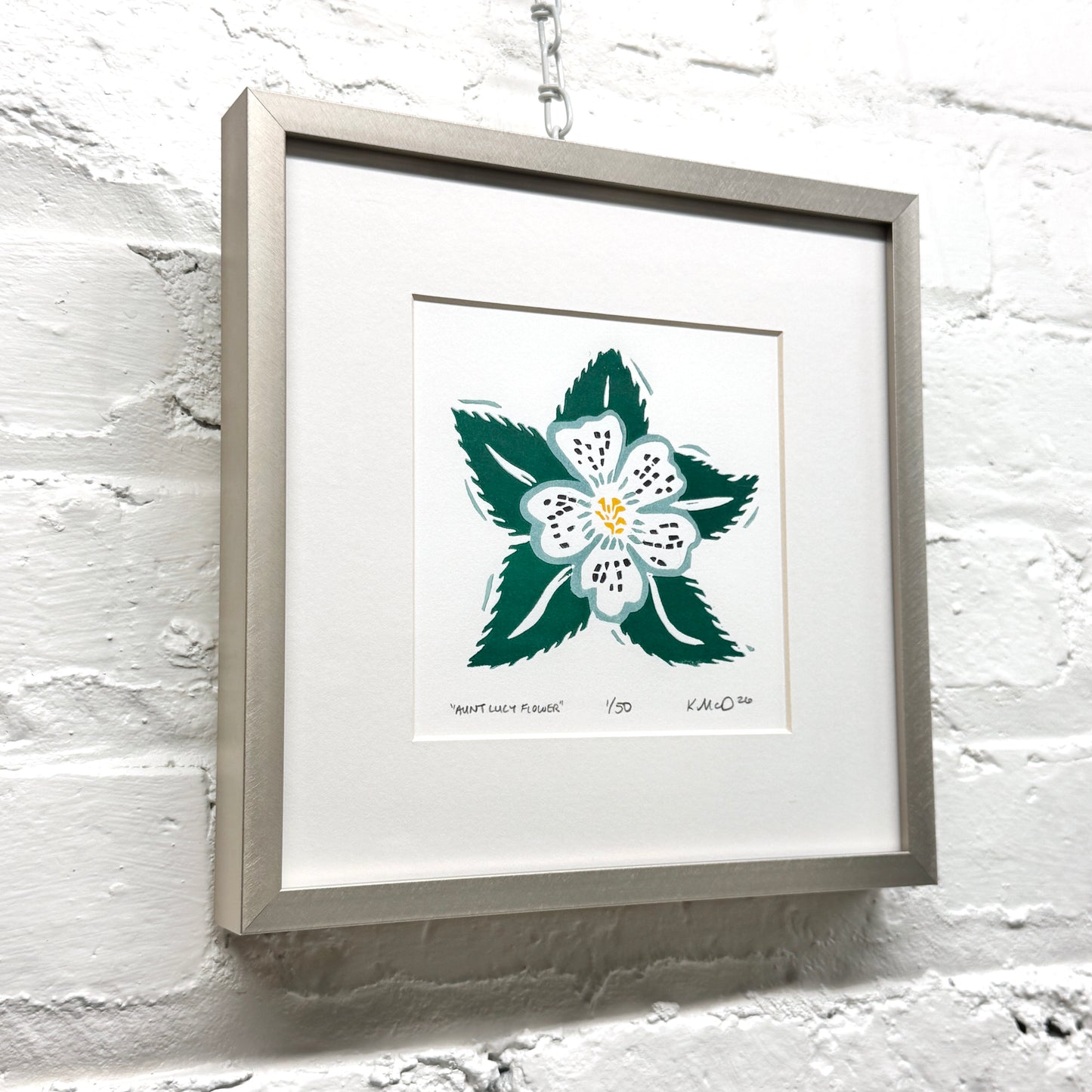 Aunt Lucy Flower FRAMED - woodblock print (8x8")