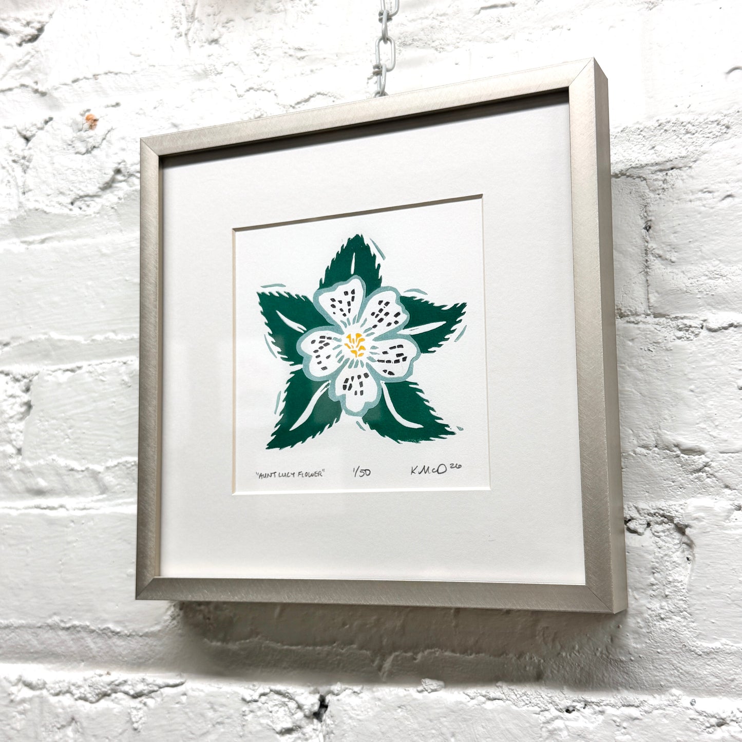 Aunt Lucy Flower FRAMED - woodblock print (8x8")