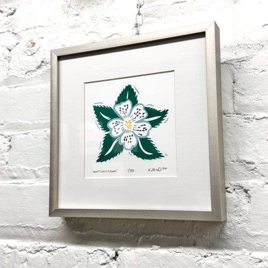 Aunt Lucy Flower FRAMED - woodblock print (8x8")