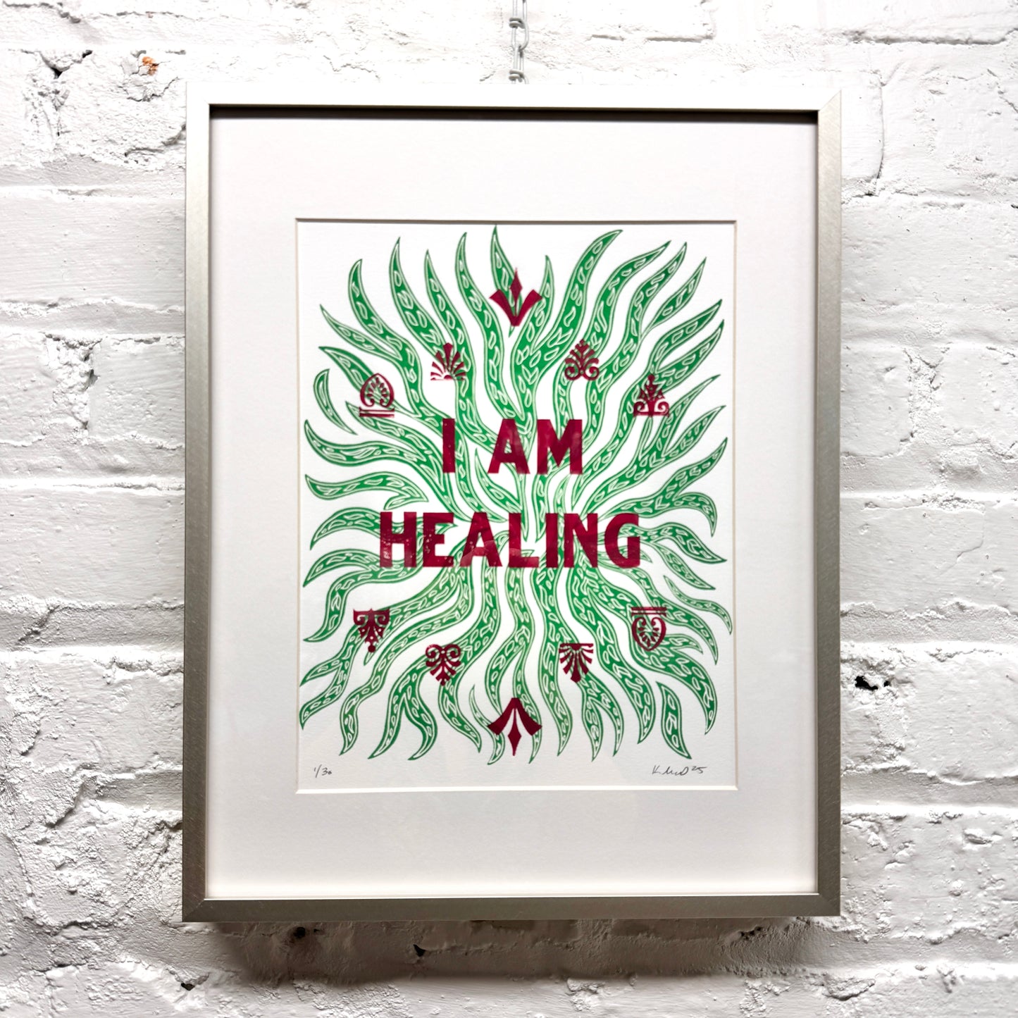 I Am Healing FRAMED - screen print with letterpress (11x14")