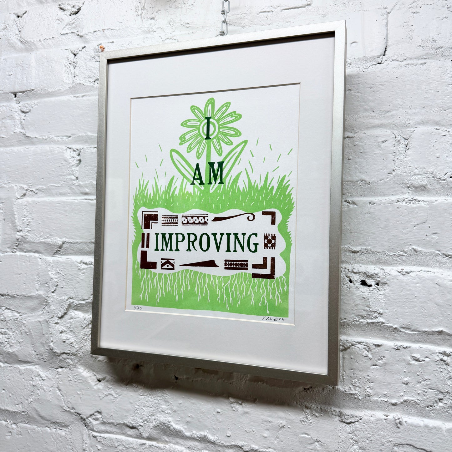 I Am Improving FRAMED - screen print with letterpress (11x14")