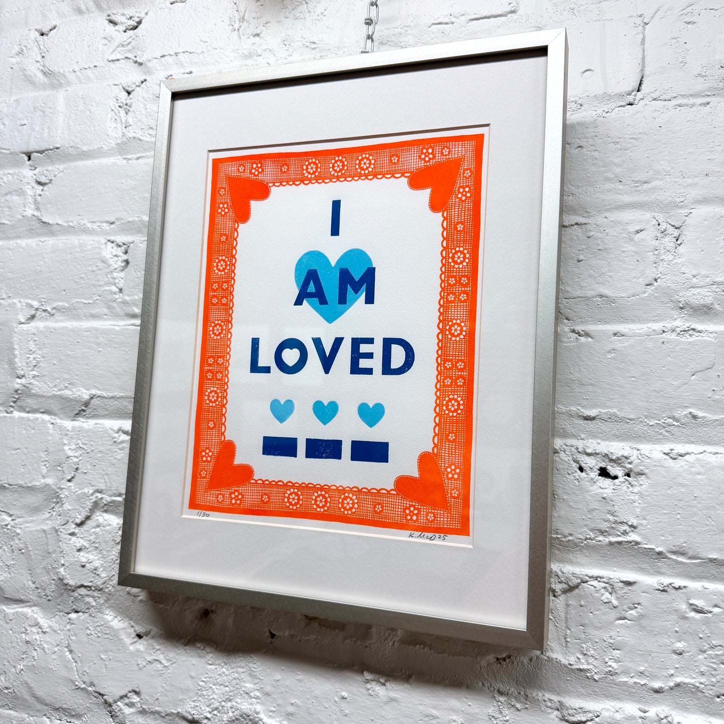 I Am Loved FRAMED - screen print with letterpress (11x14")