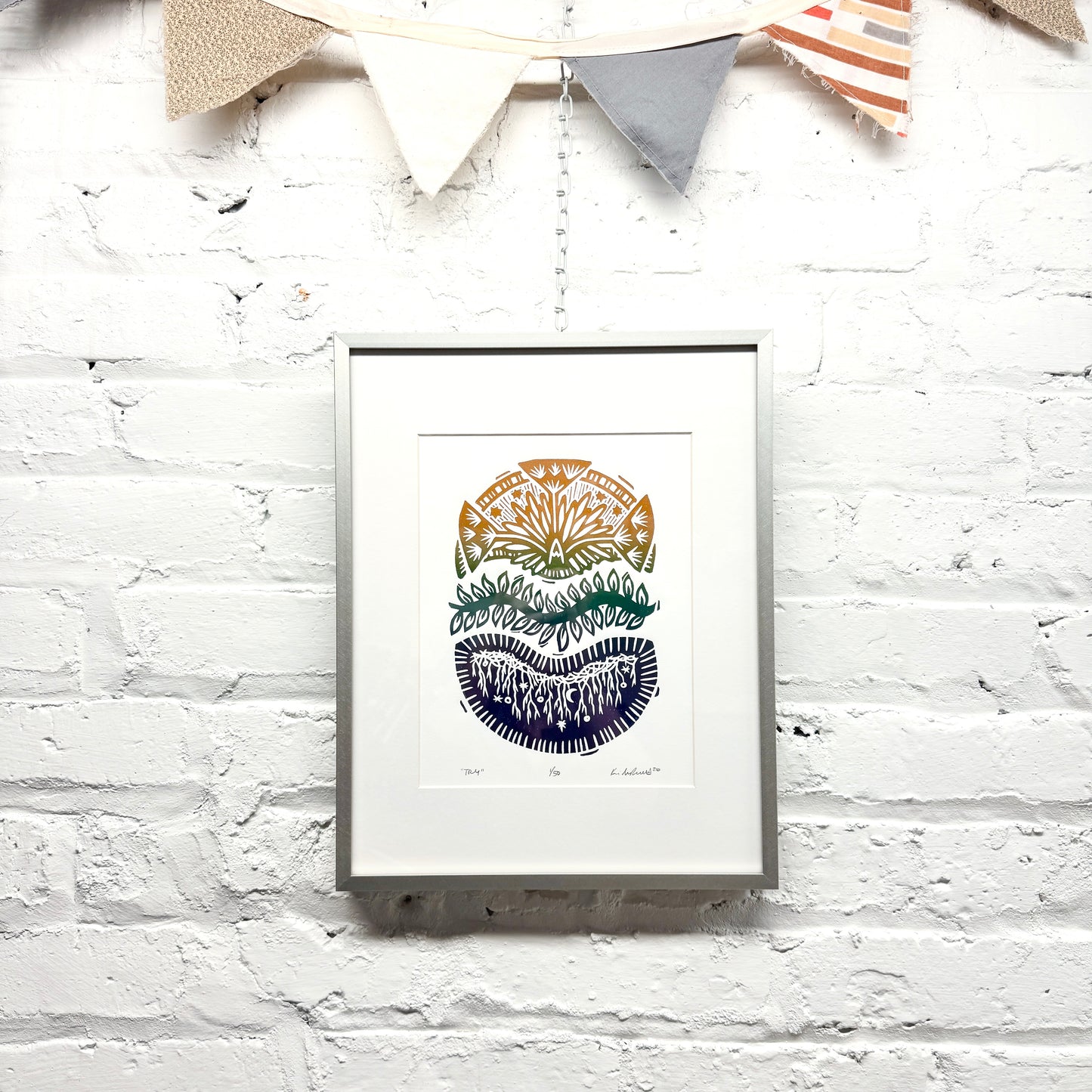 Try FRAMED - woodblock print (11x14")