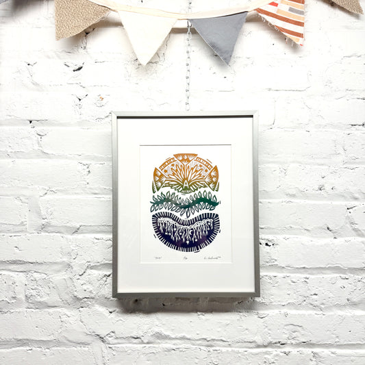 Try FRAMED - woodblock print (11x14")