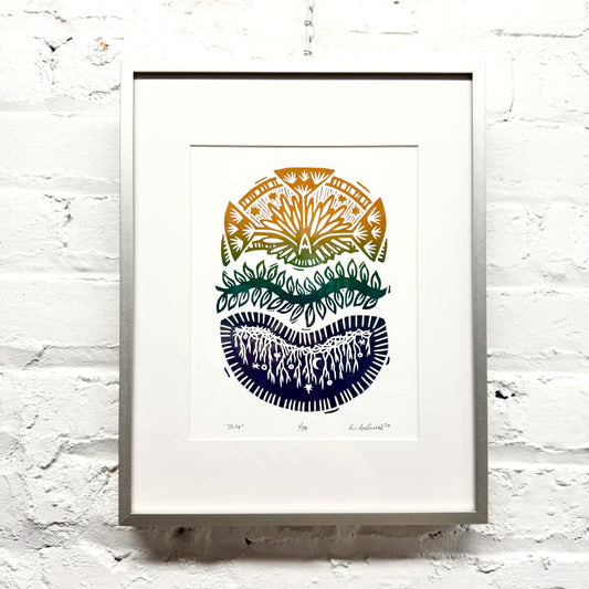 Try FRAMED - woodblock print (11x14")