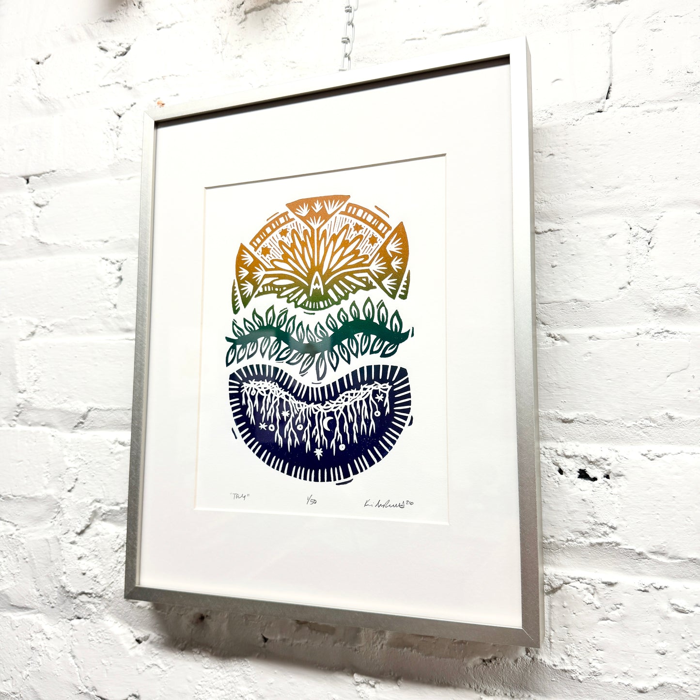 Try FRAMED - woodblock print (11x14")