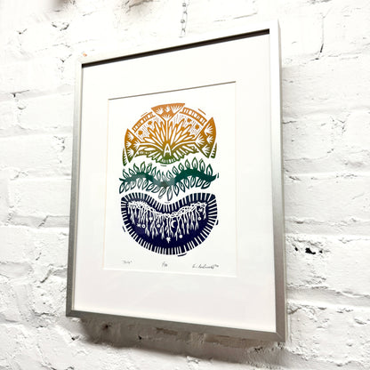 Try FRAMED - woodblock print (11x14")