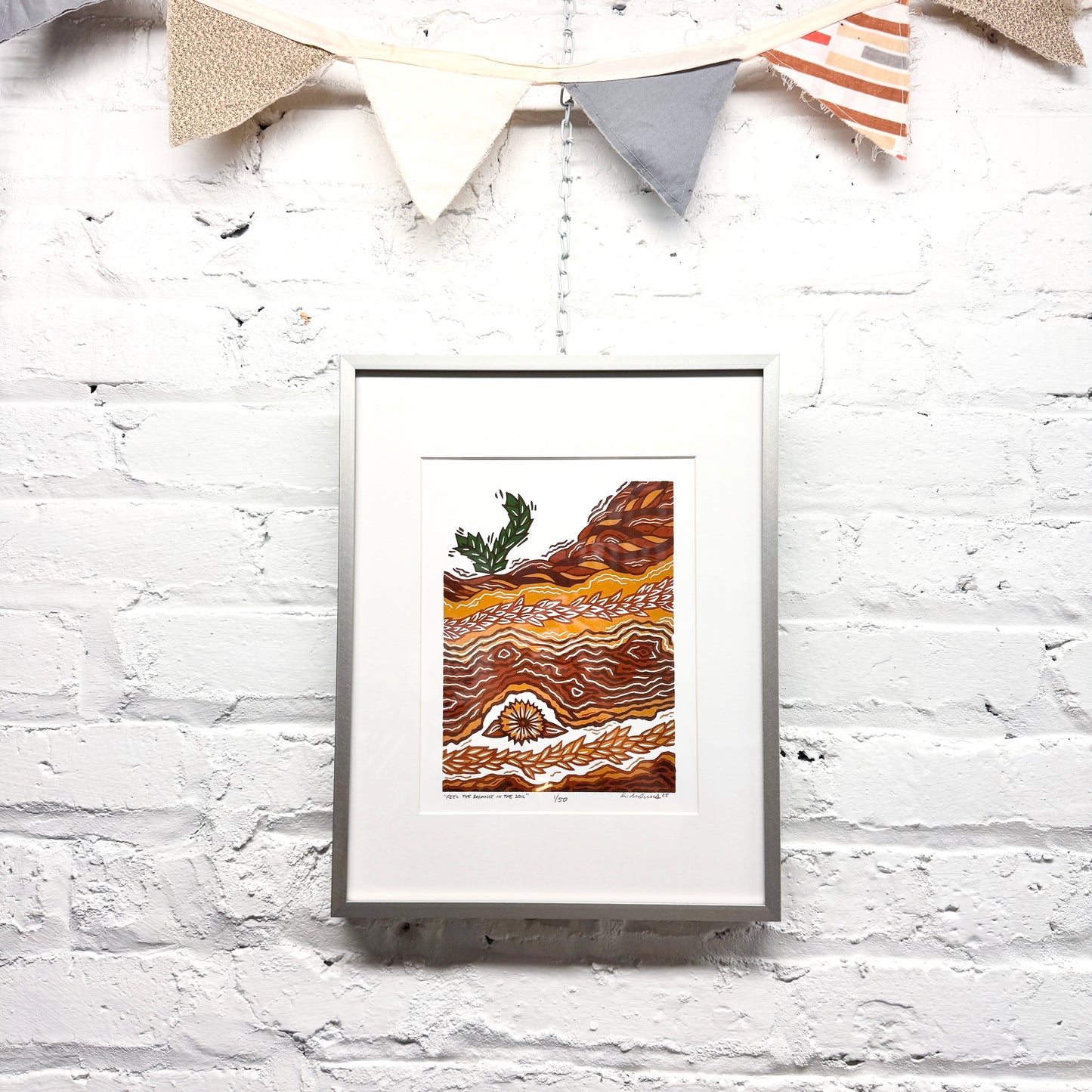 Feel the Balance in the Soil FRAMED - woodblock print (11x14")