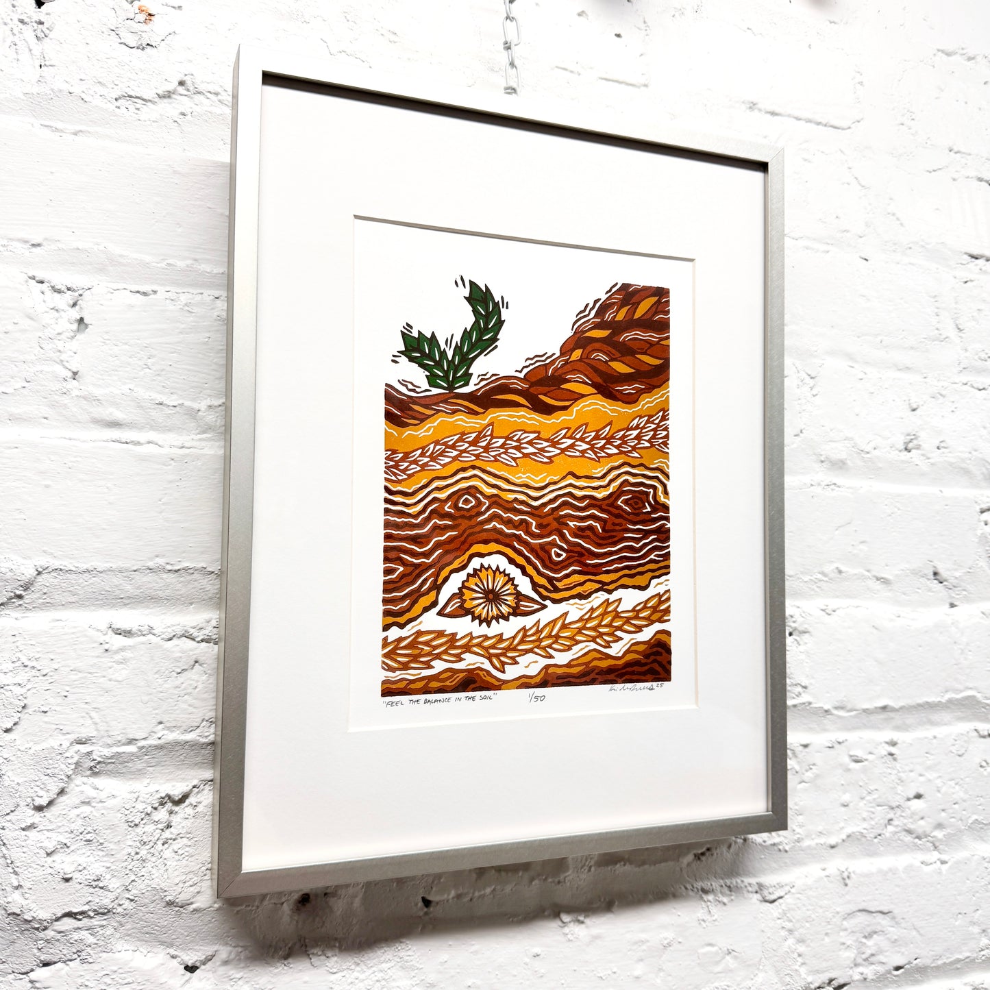 Feel the Balance in the Soil FRAMED - woodblock print (11x14")