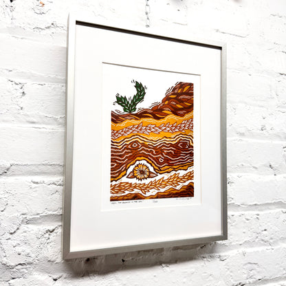 Feel the Balance in the Soil FRAMED - woodblock print (11x14")