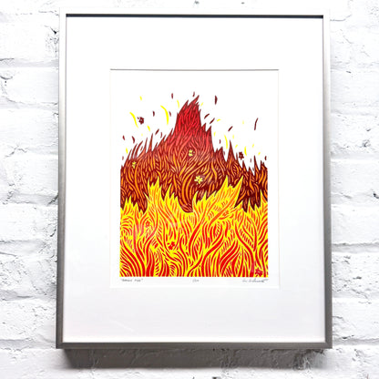 Prairie Fire FRAMED - woodblock print (16x20")