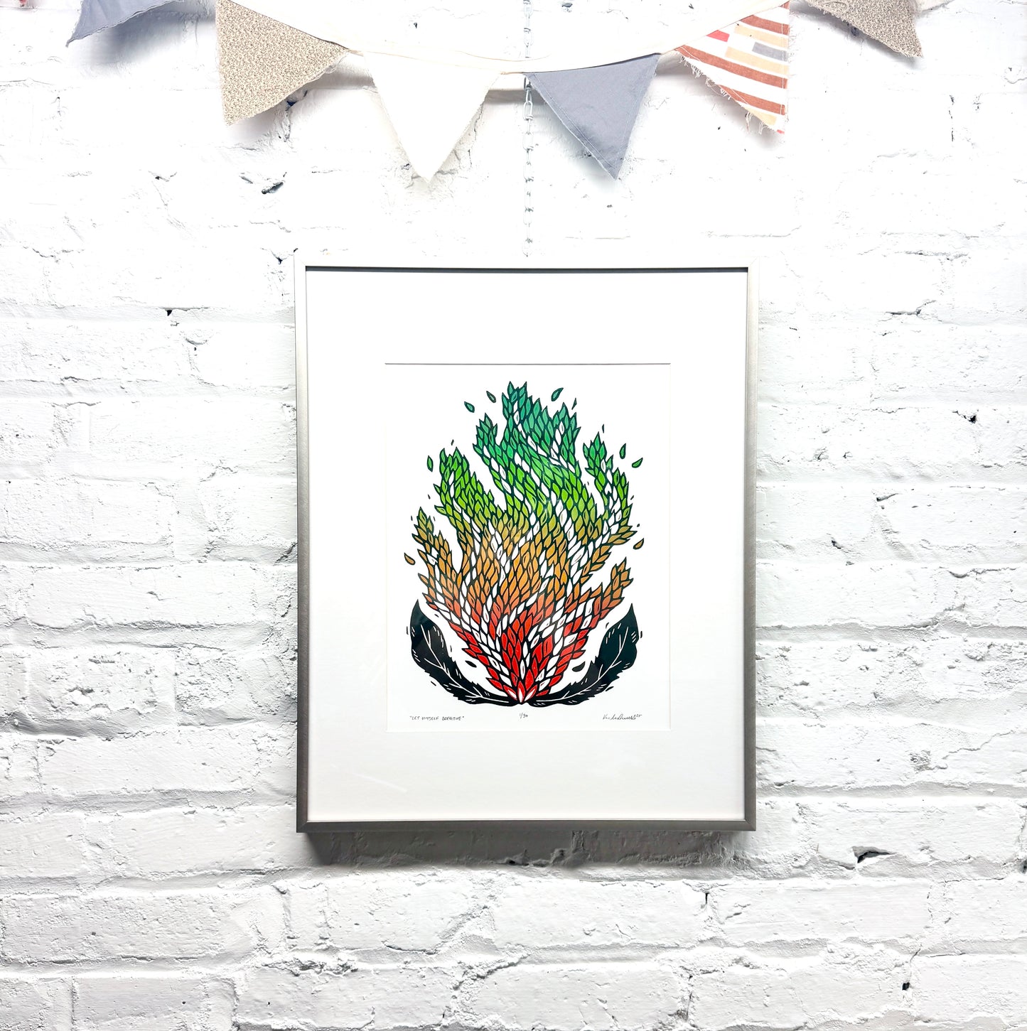 Let Myself Breathe FRAMED - woodblock print (16x20")