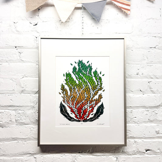 Let Myself Breathe FRAMED - woodblock print (16x20")