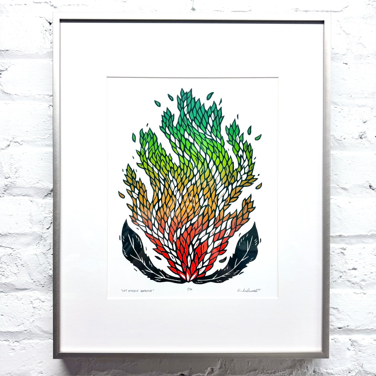 Let Myself Breathe FRAMED - woodblock print (16x20")